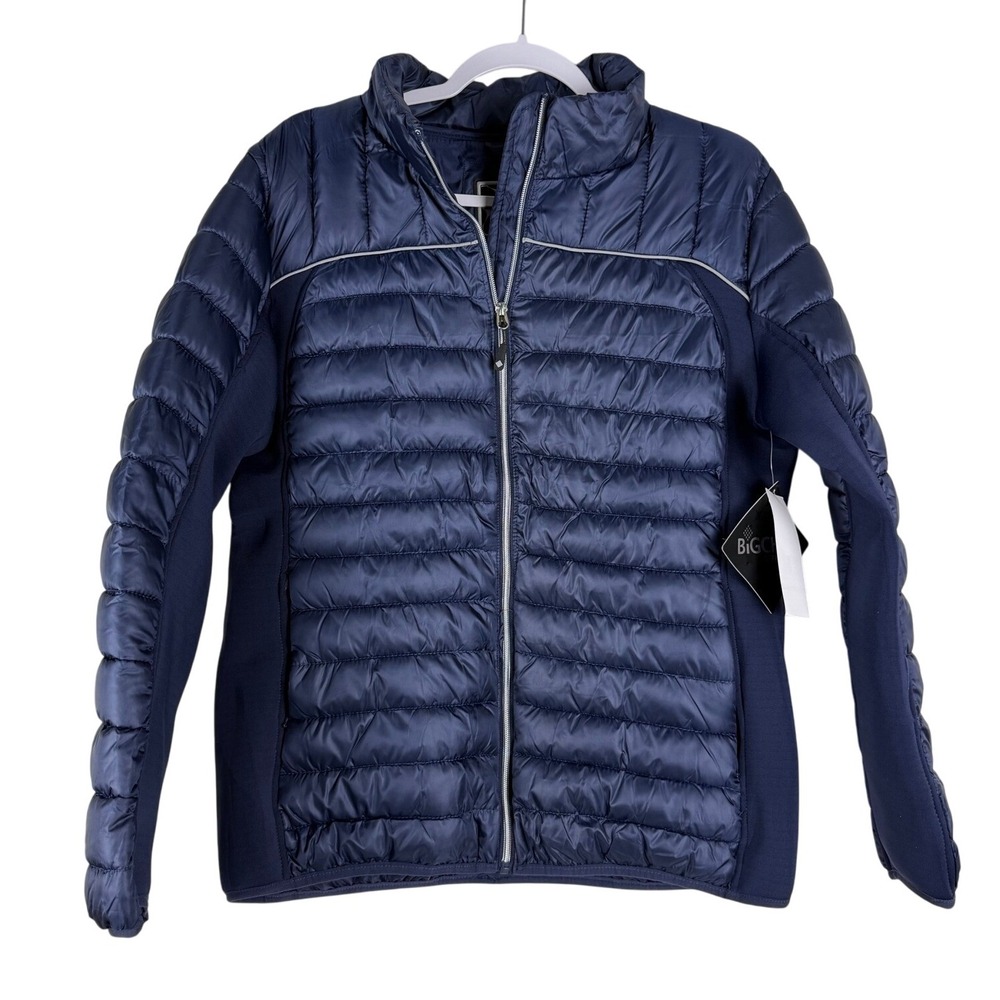 BIG CHILL Womens Size‎ XL Navy Puffer Jacket Full Zip Packable Fall Winter Mock